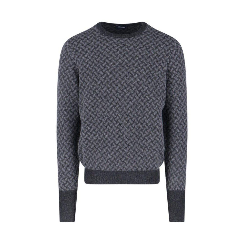 Drumohr Jacquard Cashmere Sweater – Grey